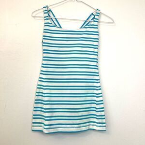 Lululemon Athletica Stripe Free To Be Tank Crossback Blue White Top Size 6